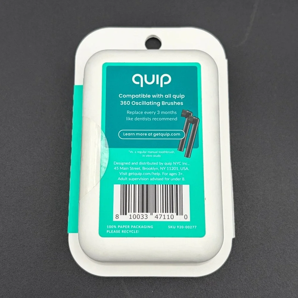 Quip 360 Oscillating Brush Head 2-Pack Black Soft Bristles Replacement 920-00277